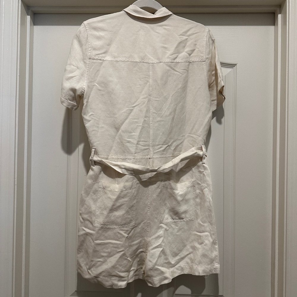 Rails Georgie Tie Waist Linen Romper in Stone - Picture 12 of 13